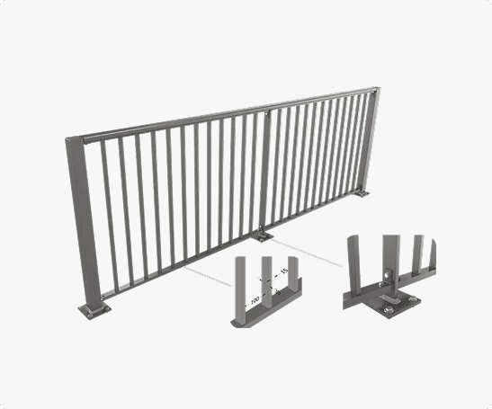 3d tekening van het aluminium hek ASH-3015 met een zilverkleurige RAL kleur vanaf de zijkant