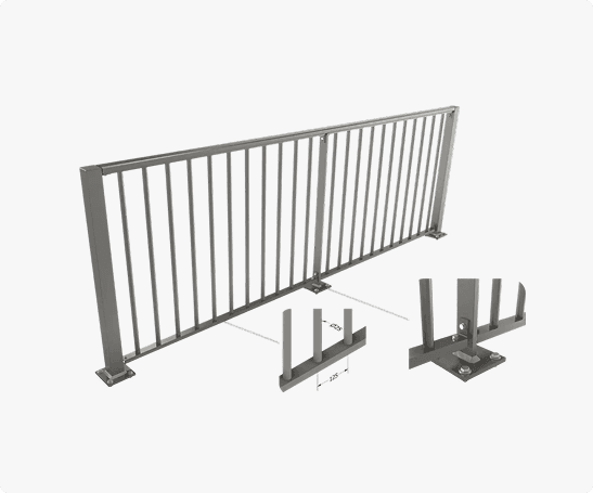 3d tekening van het aluminium hek ASH-R25 met een zilverkleurige RAL kleur vanaf de zijkant